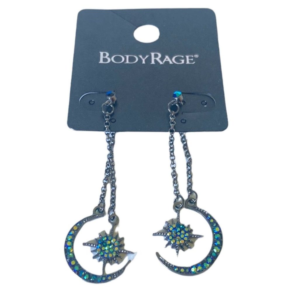 Body Rage T Star moon & Star Burst dangle earrings Spencer's